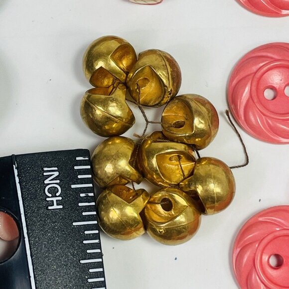 Button Pink Black Mother Pearl Plastic Metal Shell Random Lot Vintage For Crafts - Picture 11 of 15